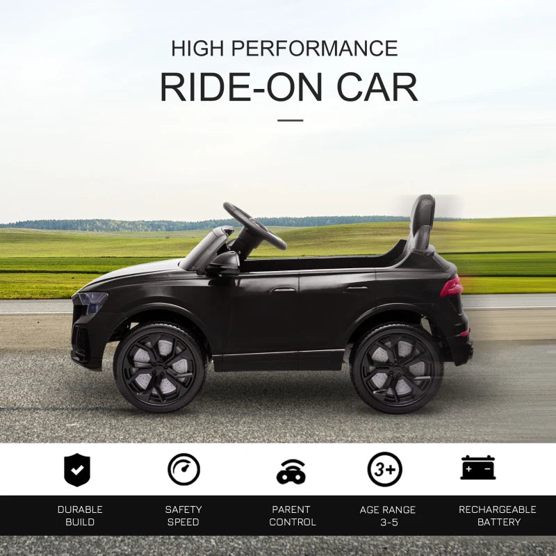 Black Audi RS Q8 6V Kids Electric Ride-On Car with Remote Control and Music