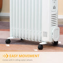 White 2500W Digital Oil Filled Radiator Heater with Timer & Remote