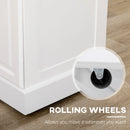 White Rolling Kitchen Island Cart with Storage and Towel Rack