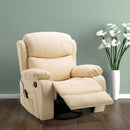 Beige PU Leather Massage Recliner with Swivel Base and Footrest