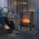Black Glass Electric Fireplace Heater with Artificial Flame Effect