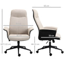 Beige Linen Office Chair with Adjustable Height and Swivel Wheels