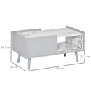 White Faux Marble Coffee Table with Storage Drawer - 2-Tier Center Table for Living Room