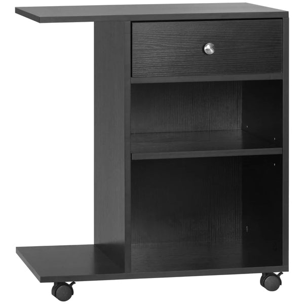 Black Mobile Printer Stand with CPU Stand and Drawer