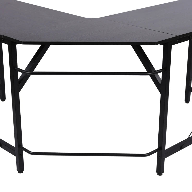 Black L-Shaped Corner Desk for Home Office, Space-Saving Workstation, 150x150x76cm