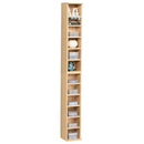 Wooden Media Display Shelf Set of 2 - Blu-Ray Tower Rack with Adjustable Shelves, Natural Wood