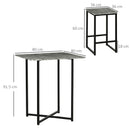 Grey Concrete Effect 5-Piece Square Bar Table Set with Stools