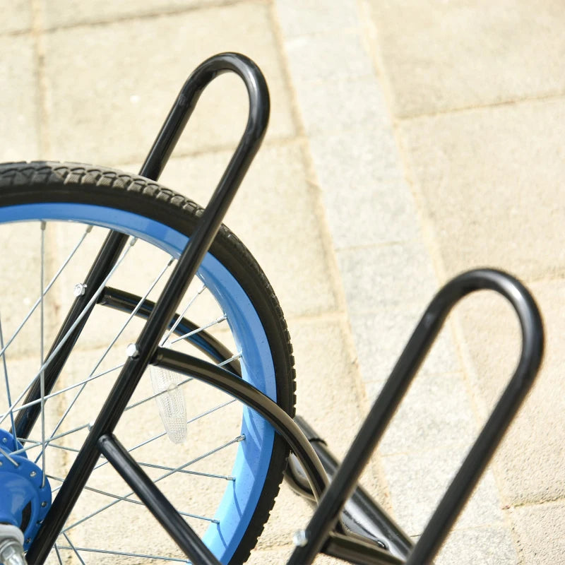 Black 2-Bike Floor Parking Stand Rack - Indoor/Outdoor Reversible