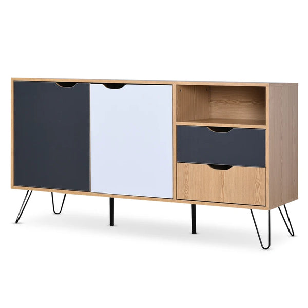 5-Compartment Elevated Storage Rack - Black & White