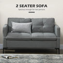 Grey Two-Seater Sofa with Steel Legs