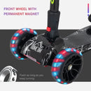 Black Kids 3-Wheel Scooter with Adjustable Height and Engine-Look Water Spray