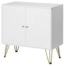 White Slim Sideboard Cabinet with Golden Hairpin Legs - 3-Level Adjustable Shelves