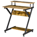 Rustic Brown Compact Computer Desk with Storage, 70 x 60cm - Small Space Home Office Desk