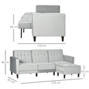 Light Grey L-Shaped Sofa Bed Set with 3-Seater Sofa and Footstool