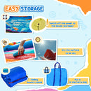 Kids Inflatable Bounce Castle with Trampoline Pool & Climbing Wall - Blue