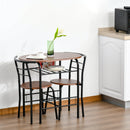 3-Piece Metal Frame Wood Top Dining Set in Black