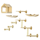 Cat Wall Climbing Set with House, Perches, Posts - Gray