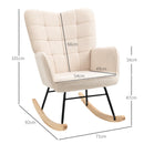 Beige Wingback Nursery Rocking Chair with Berber Fleece Seat