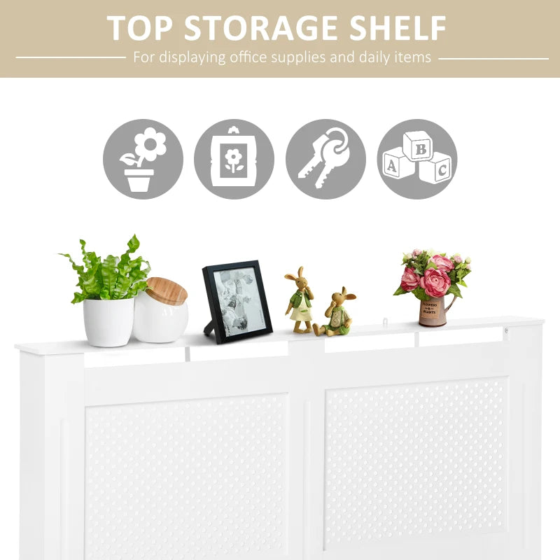 White Wooden Radiator Cover - Modern Home Furniture (Large)