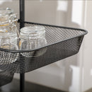Black Rolling Utility Storage Trolley with 4 Mesh Trays