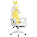 Yellow Racing Gaming Chair with Rabbit Ears & Footrest