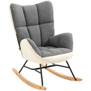 Grey and Cream Upholstered Rocking Chair for Nursery and Living Room