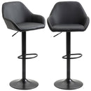 Black Swivel Bar Stools Set of 2 with Footrest and Backrest