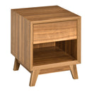 Modern Walnut Brown Bedside Table with Drawer and Shelf