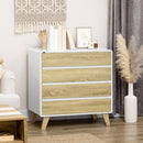 4-Drawer White and Natural Storage Chest, 80x40x79.5cm
