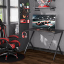 Black Gaming Desk with Cup Holder and Headphone Hook