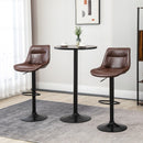 Brown Swivel Bar Stools Set of 2, Modern Kitchen Height Barstools in PU Leather