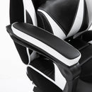 White Gaming Chair with Lumbar Support, Footrest, and Headrest
