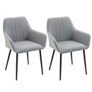 Light Grey Upholstered Dining Chairs with Metal Legs, Set of 2