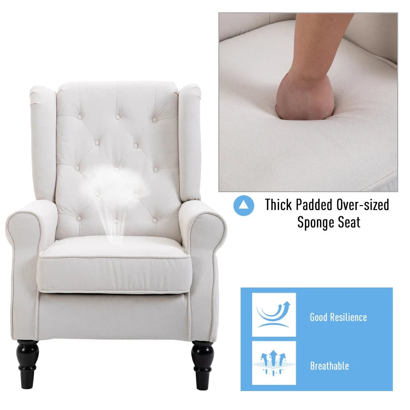Retro Cream White Wingback Accent Chair for Living Room and Bedroom