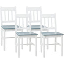 White Slat Back Dining Chairs Set of 4, Pine Wood Kitchen Furniture