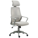 Grey Ergonomic Mesh Office Chair with Lumbar Support & Headrest