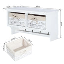 White Wall Mounted Coat Rack with Baskets and Hooks