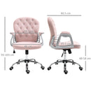 Velvet Pink Swivel Office Chair with Adjustable Height and Wheels
