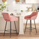 Set of 2 Pink Velvet Bar Stools