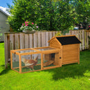 Yellow Wooden Chicken Coop with Run and Nesting Box - 180 x 92 x 78 cm