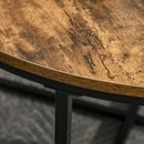 Rustic Brown Round Industrial Coffee Table with Metal Frame