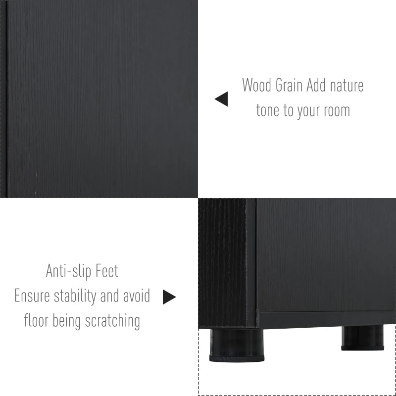 Black 2-Tier Lockable Office Storage Cabinet with 2 Keys