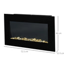 Modern Black Electric Wall Fireplace with LED Flame Effect & Remote Control