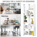 8-Tier White Melamine Bookcase with Anti-Tipping Pads