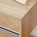 Natural Wall Mounted Bedside Table with Drawer and Shelf, 37 x 32 x 21cm