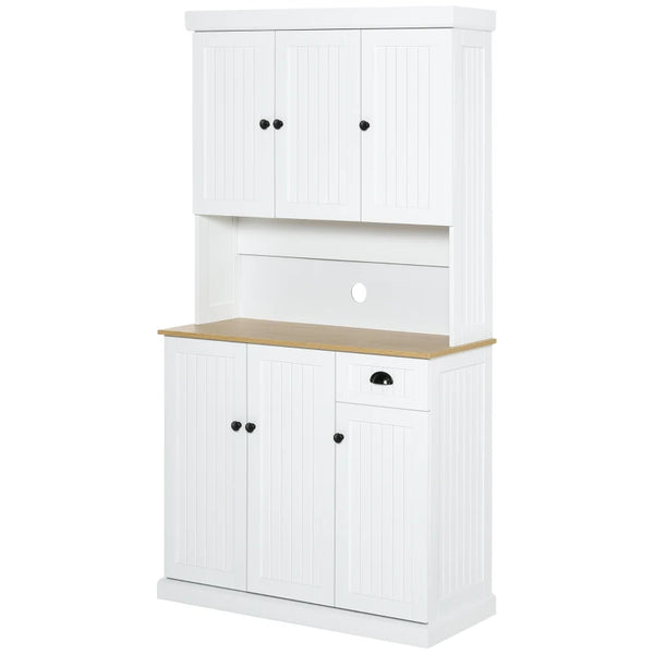 Modern White Kitchen Storage Cabinet with Countertop, Drawer, and Doors