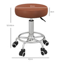 Brown PU Leather Rolling Salon Stool with Adjustable Height and Wheels