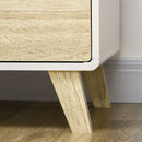 White and Oak Modern Storage Cupboard with Push-to-Open Doors