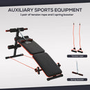 Adjustable Black Sit Up Bench with Thigh Support & Arm Rope - Home Gym Essential
