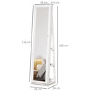 White Swivel Mirror Jewellery Cabinet with Lockable Organizer